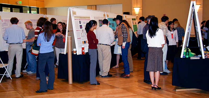 Figure 1: Undergraduate students presenting their research at a poster session. 