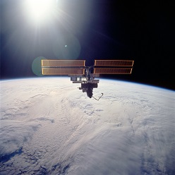 Figure 7: View of the International Space Station as the space shuttle Atlantis pulls away at the end of STS-110. The truss installed by the joint crew is visible.