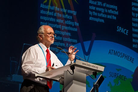 Figure 2: Dr. Molina discussing his work at the 2012 Lindau Nobel Laureate Meeting.