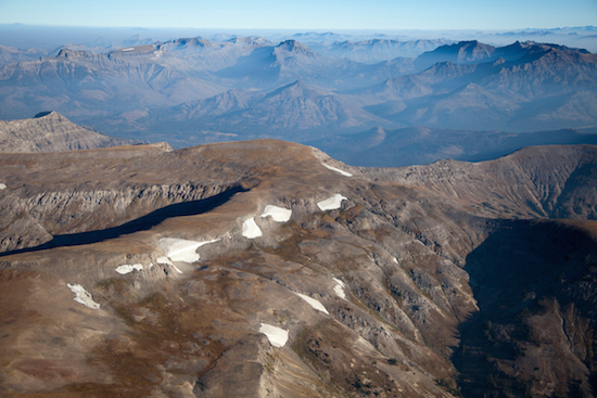 Figure 7: Aerial view of the Greater Yellowstone Area. The best way to see ice patches is from the air.