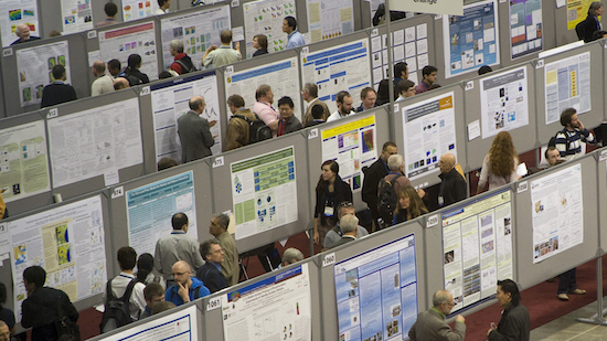 Figure 1: A meeting of the American Geophysical Union where researchers present and discuss their findings.