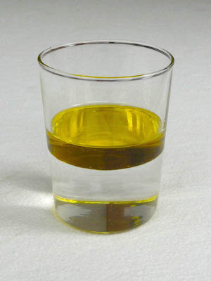 Figure 4: The difference in solubility of oil and water, separating into polar and nonpolar parts.