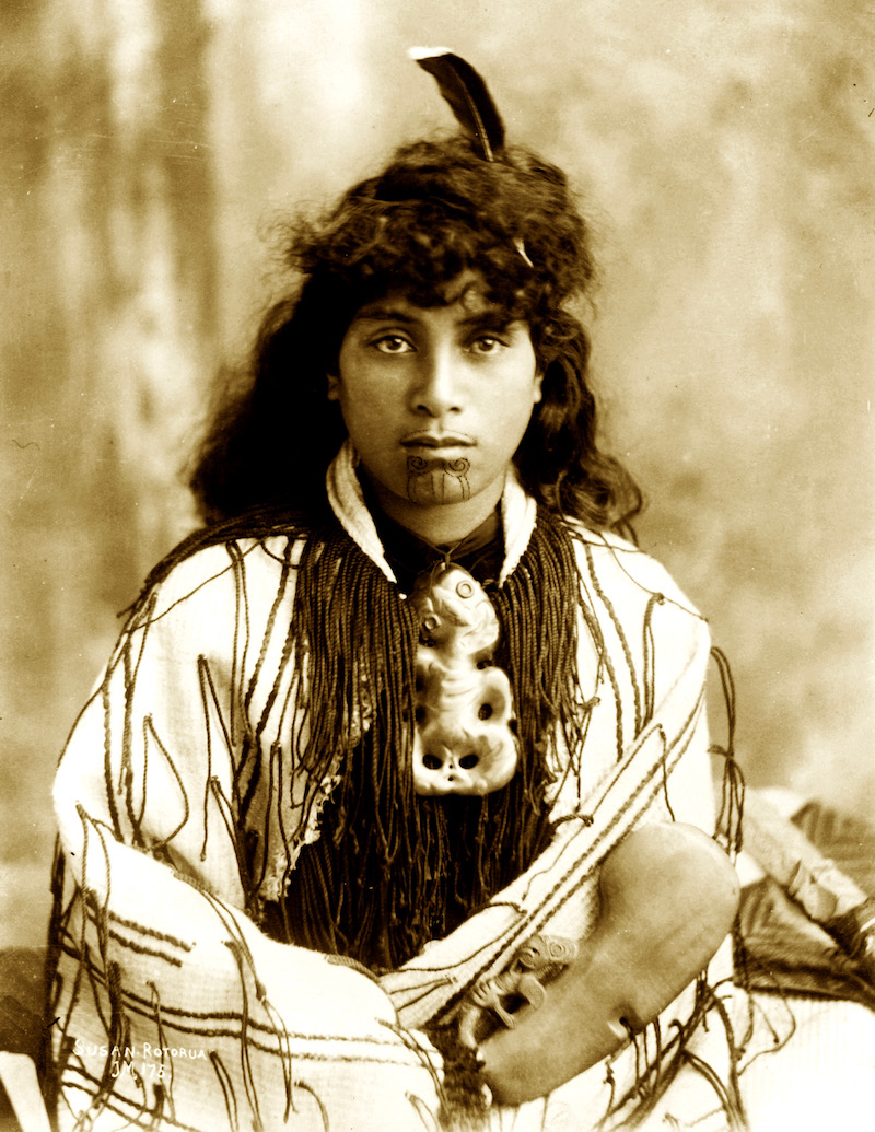 Figure 3: Māori woman (circa 1890-1920) wearing traditional clothing and ornaments.