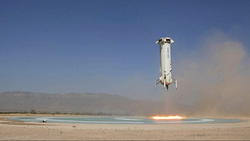 Figure 1: The Blue Origin New Shepard rocket engine landing.
